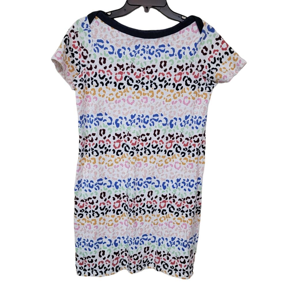 Boden 2P Multicolor Animal Print T-Shirt Dress Women's Size 2 Petite Boat Neck